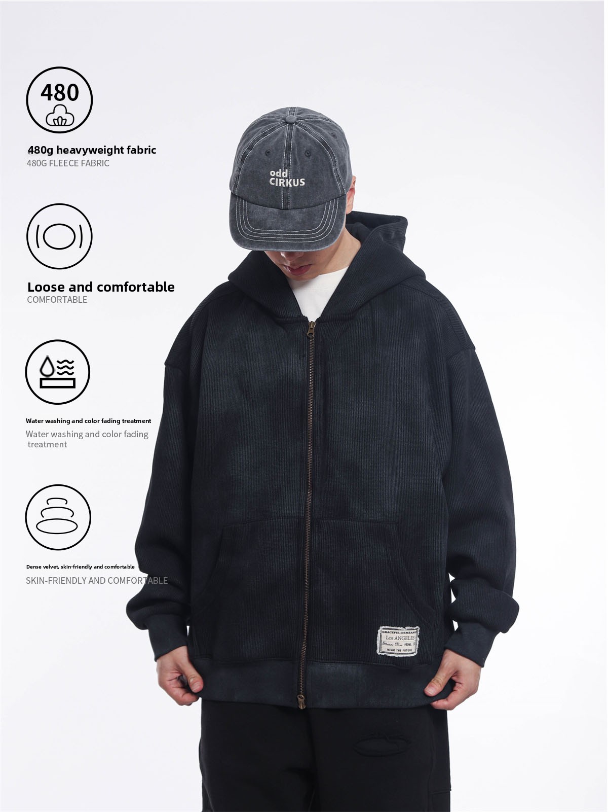 Streetwear Brand Japanese - Sudadera con capucha retro de estilo